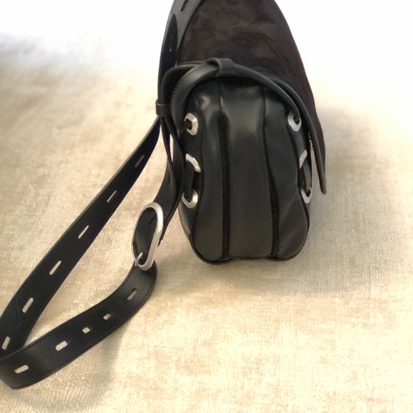 RAG and BONE black leather and suede NEVER BEEN USED saddlebag - Picture 2 of 9